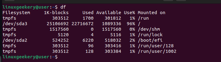 df-command-in-Linux