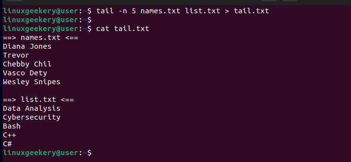 redirect-output-of-tail-command