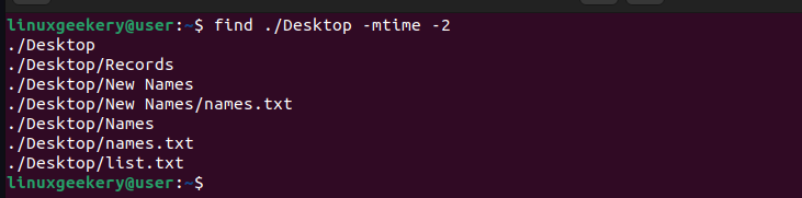 find-command-based-on-time