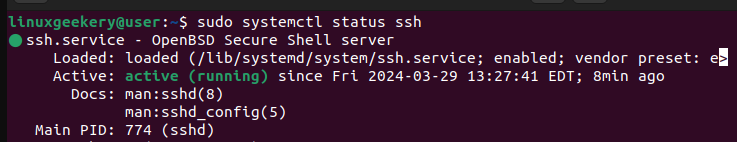 ubuntu-check-ssh-status